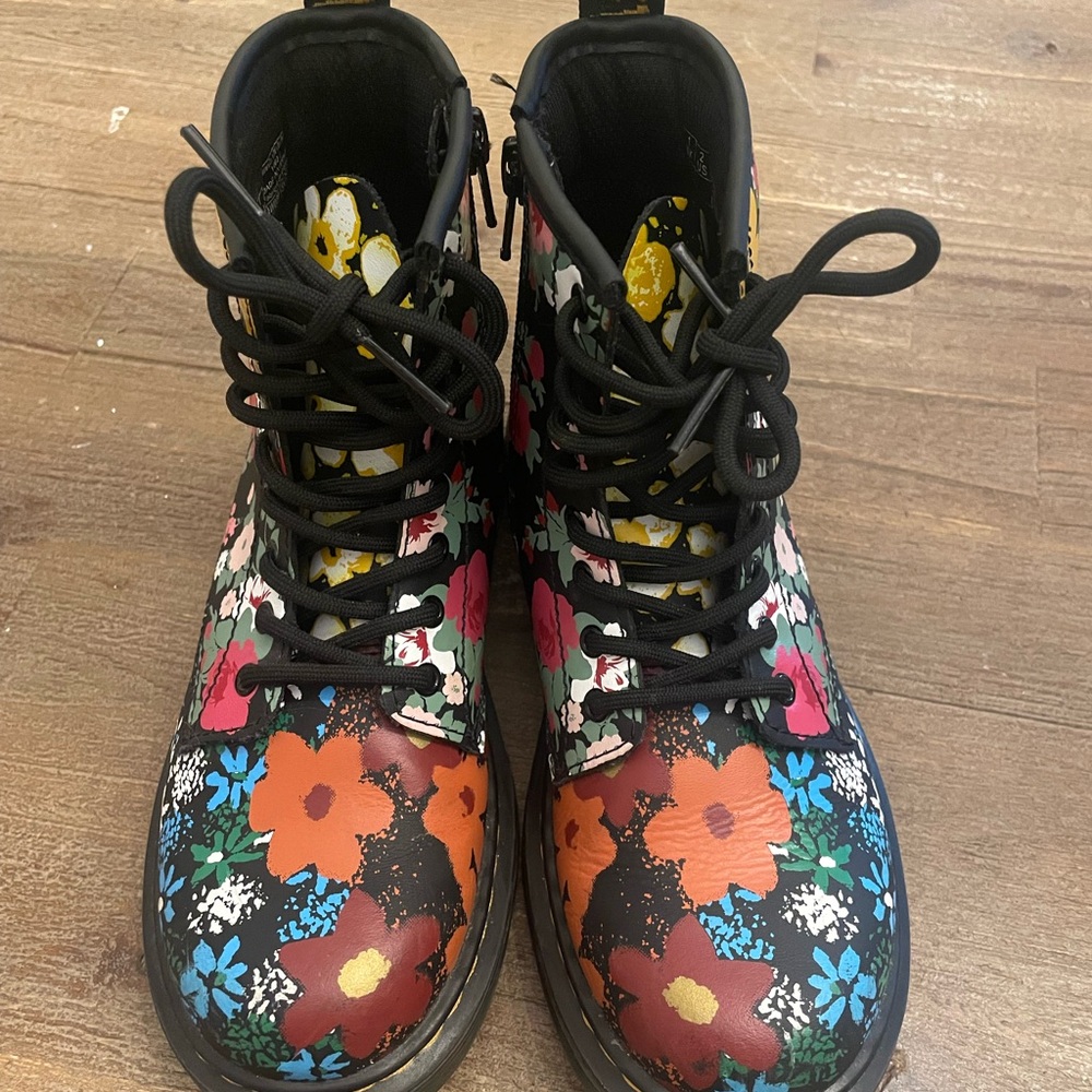 Dr. Martens Kids Floral Boots - Black, Red, Blue, Yellow Like New